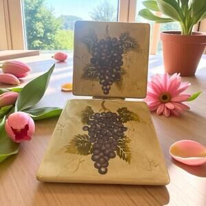 Tabletops Unlimited Cabernet Trivets Set of 2 Hand Painted 6" Grapes